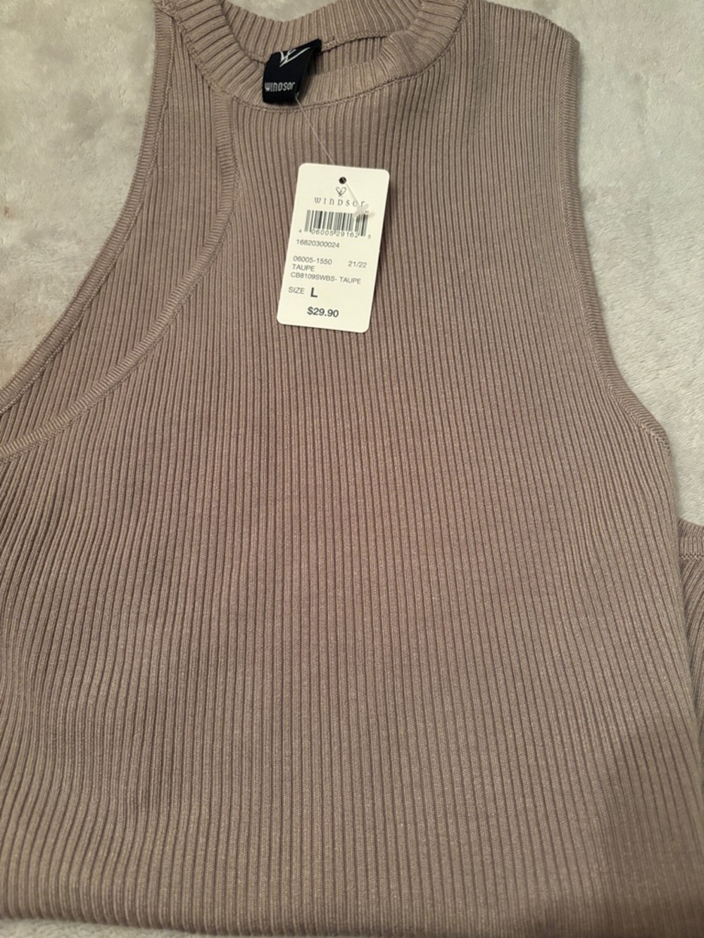 Windsor Ribbed Sleeveless bodysuit in Taupe